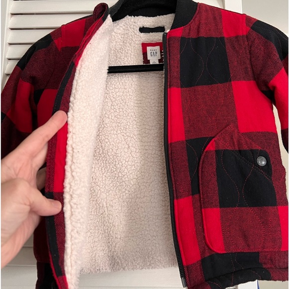 GAP Baby Gap Red and Black Buffalo Check Quilted Bomber Jacket Size 4T - Picture 3 of 10